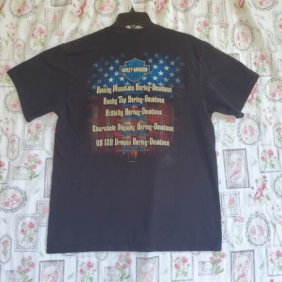 Vintage Harley Davidson T Shirt Tennessee Big Print USA Flag Skull Size Large - Picture 4 of 7